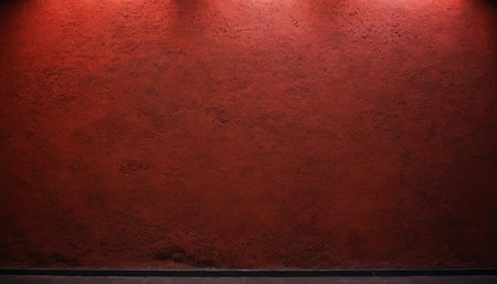 Grungy red wall with spotlights. Abstract background texture.の素材