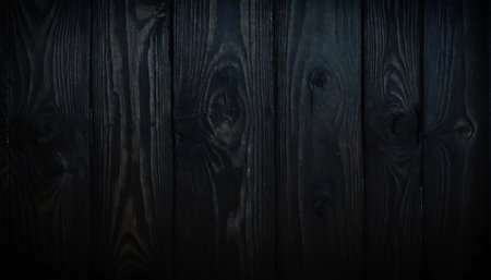 Dark wood texture background, black wood planks. Grunge surfaceの素材