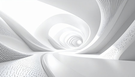 Abstract Architecture Background. 3d Render Illustration. Futuristic Design.の素材