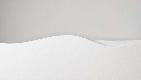 White paper with curved corner on white background. Copy space for text.の素材