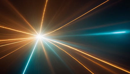 abstract rays of light with lens flare and bokeh effectの素材