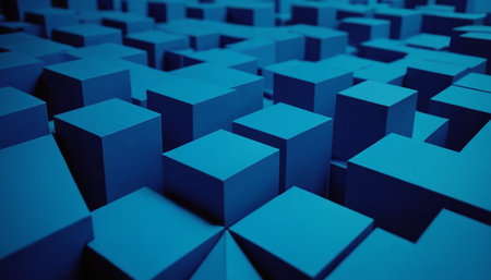 abstract blue cubes background, 3d rendering, computer digital imageの素材