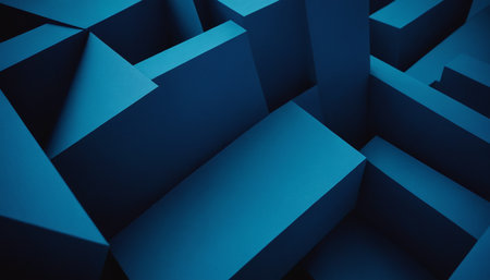 Abstract blue background, 3d render, square shape, digital illustrationの素材