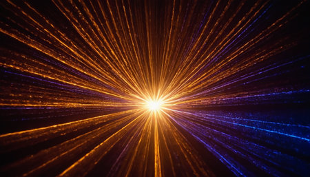 Abstract background with light rays and beams. 3d render illustration.の素材