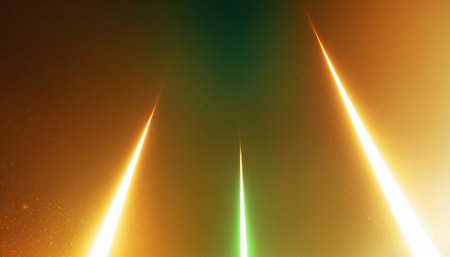 Abstract background with yellow and green neon lights. 3d render illustrationの素材