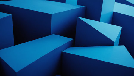 Abstract blue background with cubes. 3d render illustration. Minimal conceptの素材