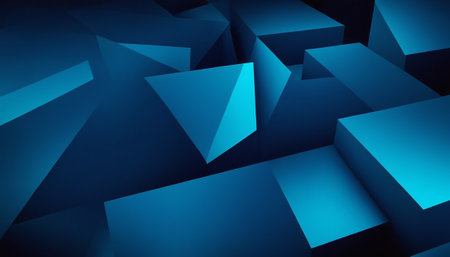 Abstract blue geometric background, 3d rendering, computer digital illustration.の素材
