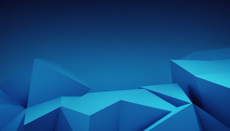Blue abstract background with low poly shapes. 3d rendering mock upの素材