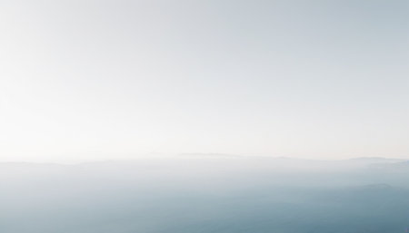 Aerial view on foggy sea in the morning. Panoramaの素材