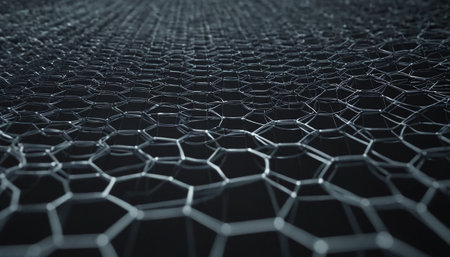 Abstract 3d render of hexagonal mesh. Futuristic background.の素材
