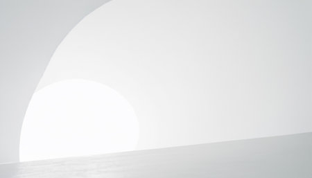 3d rendering of a white room with a shadow of the sunの素材