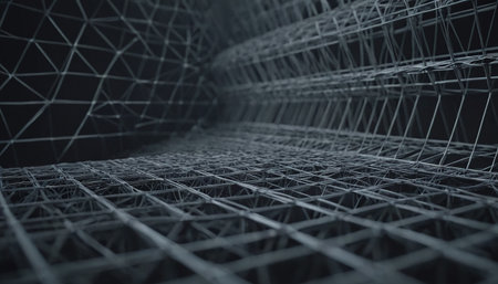 Abstract 3d rendering of chaotic structure. Futuristic background with connecting dots and lines.の素材