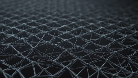 Abstract 3d rendering of chaotic network structure. Futuristic background with connecting dots and lines. Connection structure.の素材