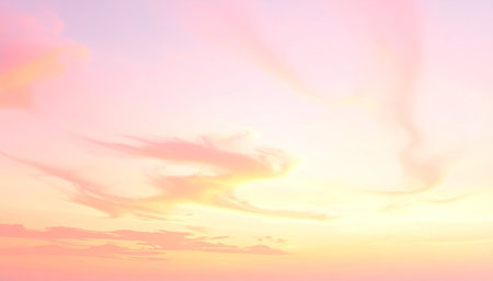 Sunset sky background with a pastel colored, gradient pastel.の素材
