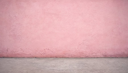 Pink concrete wall with concrete floor and cement floor. Abstract background.の素材