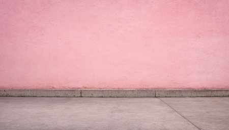 Pink wall with concrete floor and concrete floor. Abstract background and texture for design.の素材