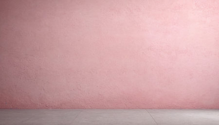 Empty room with pink wall and concrete floor. 3D Renderingの素材