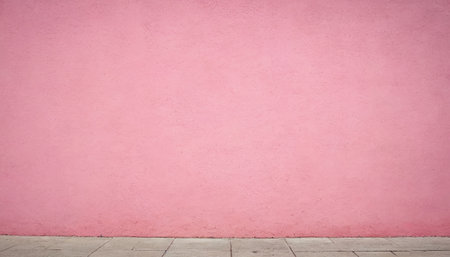 Pink wall with wooden floor. Background texture. Copy space for text.の素材