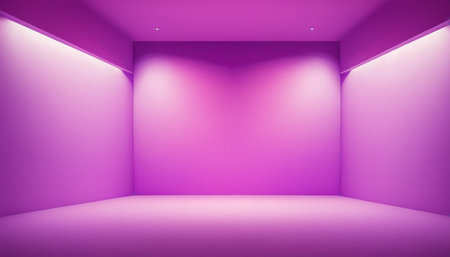 Purple empty room interior with spotlights. 3D Renderingの素材