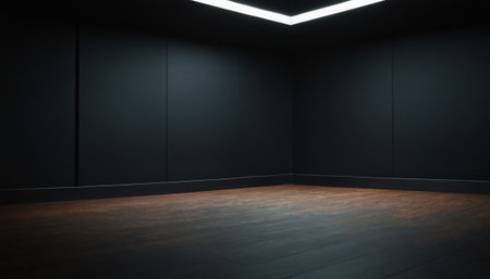 3d render of empty room with lights on the wall. Mock upの素材