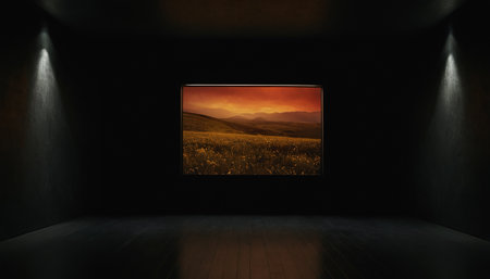 3d render of an empty room with a view of the mountainsの素材