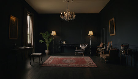 Interior of a luxury living room in classic style. 3d renderの素材