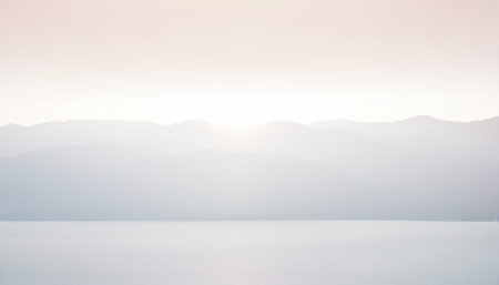 Sunset over the sea in the morning. Landscape with mountains.の素材
