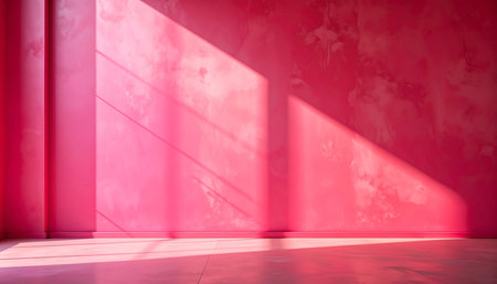 Pink wall with shadow on the floor, 3d rendering. Computer digital drawing.の素材