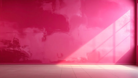 3d render of empty room with pink wall and light from windowの素材