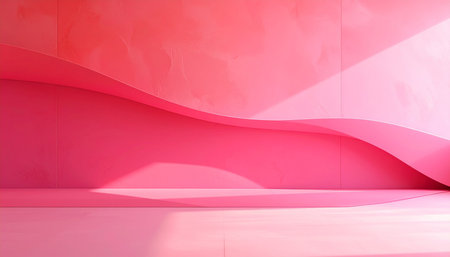 Abstract interior, empty room with pink wall and floor. 3d renderの素材
