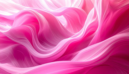 Abstract background of pink wavy fabric. 3d rendering, 3d illustration.の素材