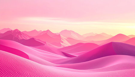 Abstract background with pink sand dunes. 3d render illustration.の素材