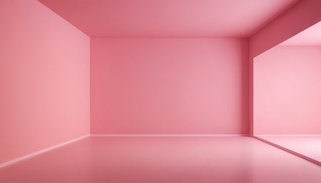 Abstract empty room interior with pink wall and floor. 3D Renderingの素材