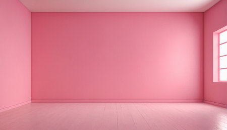 Empty room with pink wall and window, 3d render. Empty roomの素材