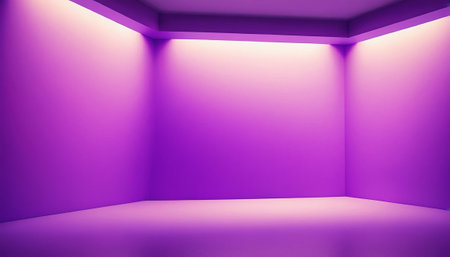 Purple empty room with floor and wall. 3d rendering.の素材