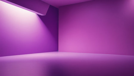 Purple room with empty wall and floor, 3d render illustrationの素材