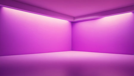 Purple room with empty wall and floor. 3d rendering.の素材