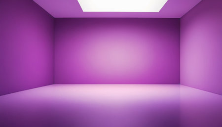 Purple room with empty wall and floor. 3D rendering.の素材