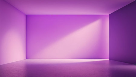 Purple empty room with shadow on the wall. 3d renderingの素材