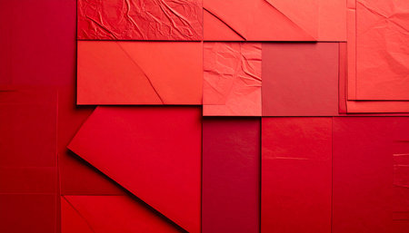 Red paper background with copy space for text or image, top viewの素材