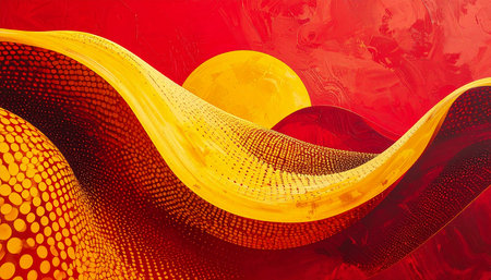 abstract wave background with yellow and red colors. 3d illustrationの素材
