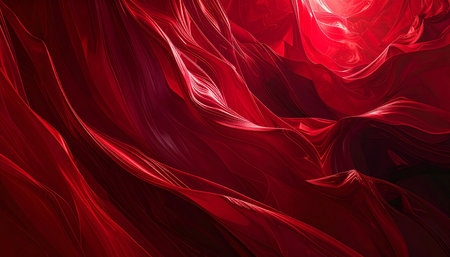 Abstract red wavy background. Fantasy fractal texture. Digital art. 3D rendering.の素材