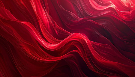 abstract red background with smooth wavy lines, 3d renderの素材