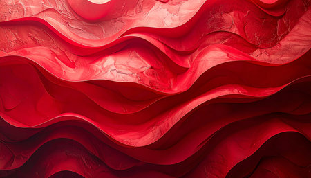 Abstract red background. 3d rendering, 3d illustration.  Red waves.の素材