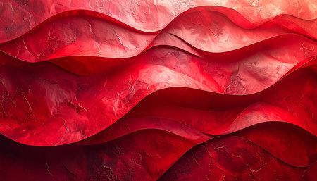 Abstract red wavy background. 3d rendering, 3d illustration.の素材