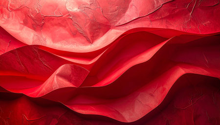 Crumpled red paper as a background, 3d render illustrationの素材