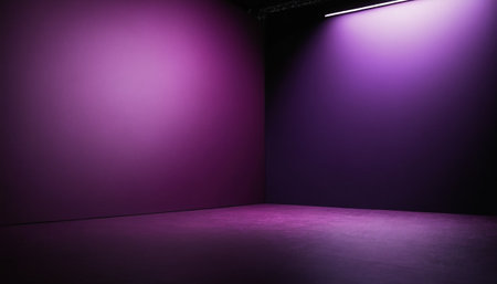 Purple wall with spotlights in empty room. 3d renderingの素材