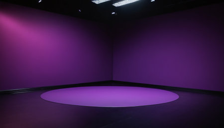 Purple empty stage in modern art gallery. 3D rendering.の素材