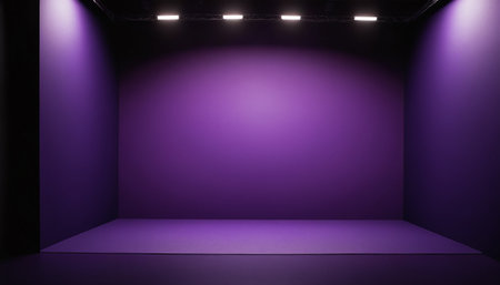 Purple studio background with spotlights. 3d rendering mock upの素材