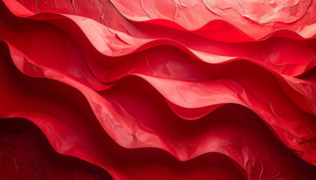 Abstract red background with waves. 3d rendering, 3d illustration.の素材